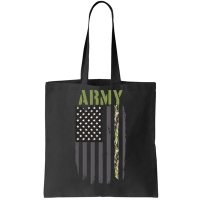 Army Veteran Thin Camo Line Flag Tote Bag