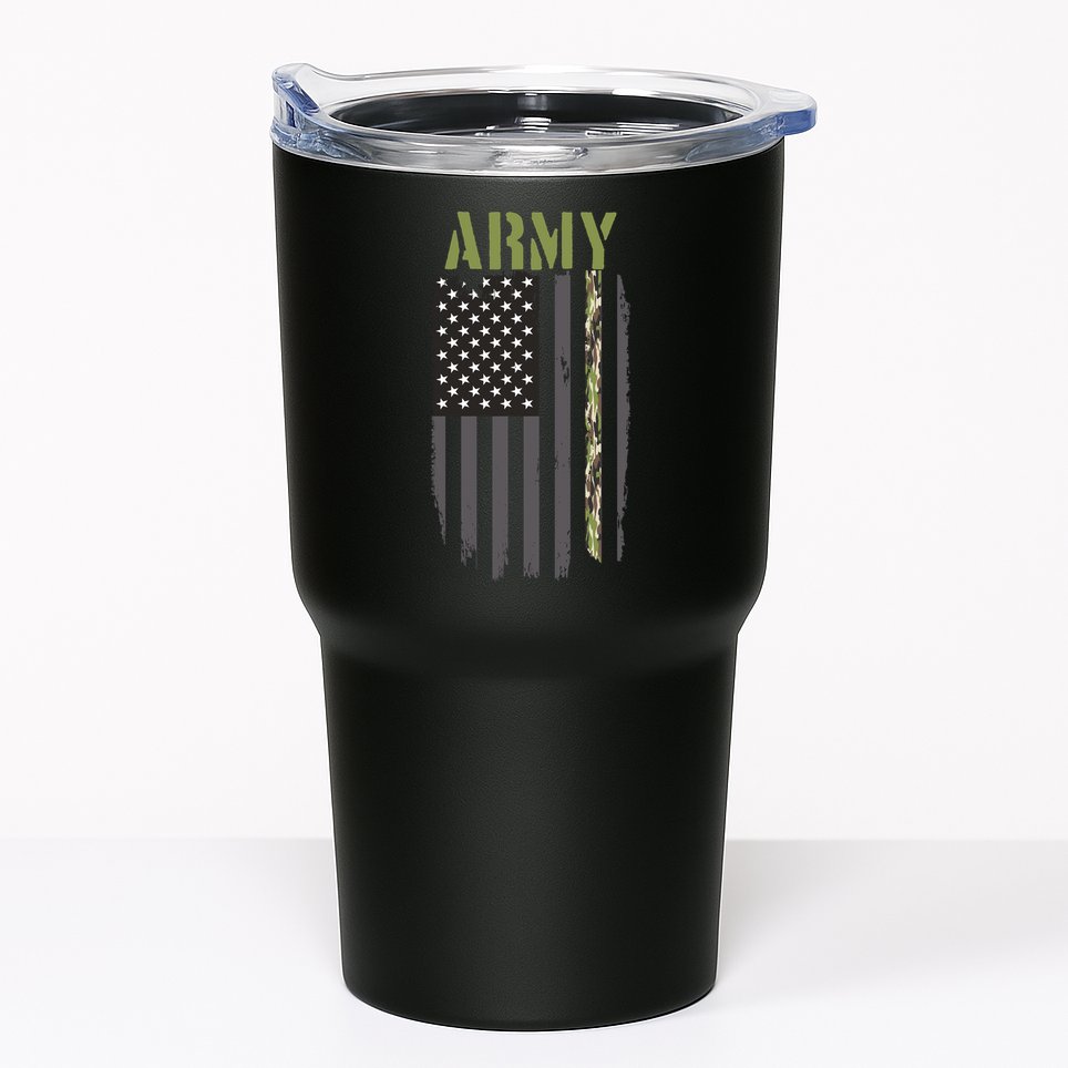 Army Veteran Thin Camo Line Flag Tumbler