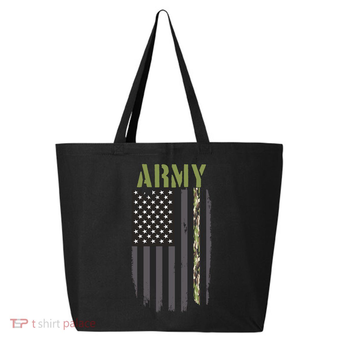 Army Veteran Thin Camo Line Flag 25L Jumbo Tote