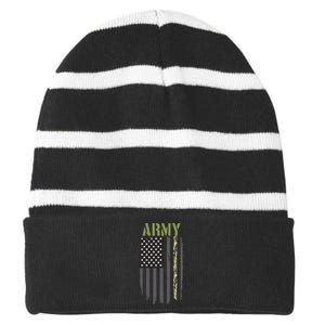 Army Veteran Thin Camo Line Flag Striped Beanie with Solid Band