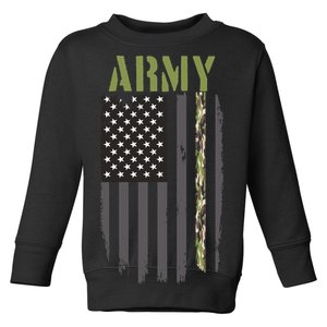 Army Veteran Thin Camo Line Flag Toddler Sweatshirt