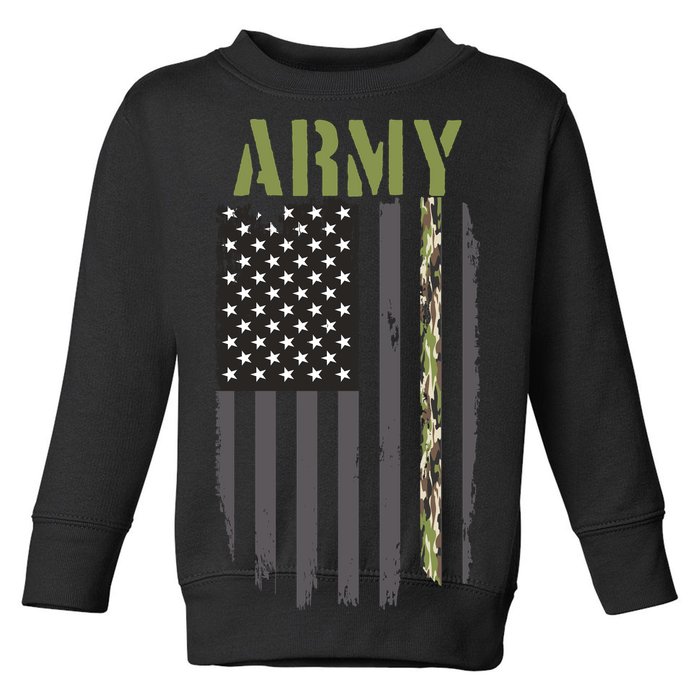 Army Veteran Thin Camo Line Flag Toddler Sweatshirt