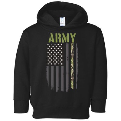 Army Veteran Thin Camo Line Flag Toddler Hoodie