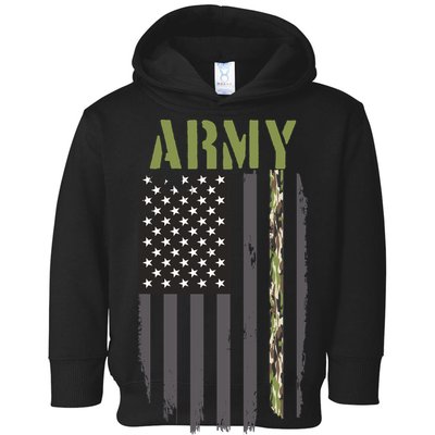 Army Veteran Thin Camo Line Flag Toddler Hoodie