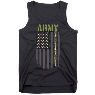 Army Veteran Thin Camo Line Flag Tank Top