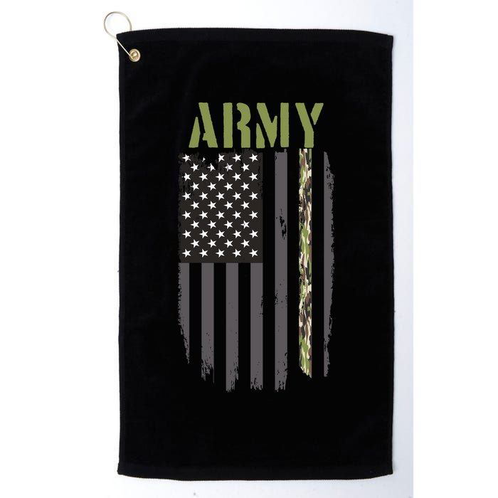 Army Veteran Thin Camo Line Flag Golf Towel