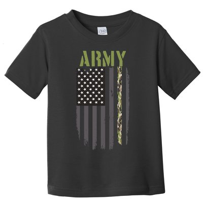 Army Veteran Thin Camo Line Flag Toddler T-Shirt