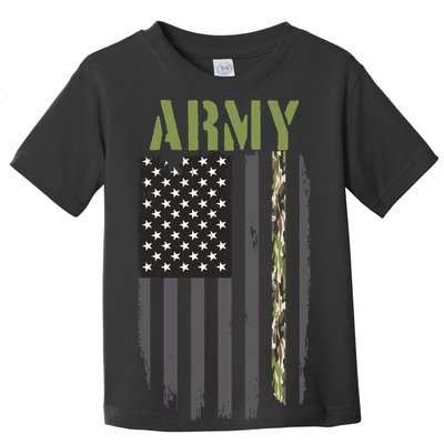 Army Veteran Thin Camo Line Flag Toddler T-Shirt