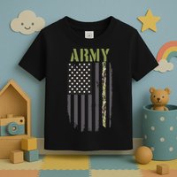 Army Veteran Thin Camo Line Flag Toddler T-Shirt