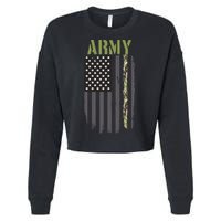 Army Veteran Thin Camo Line Flag Cropped Pullover Crew