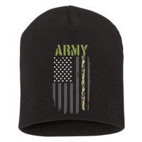Army Veteran Thin Camo Line Flag Short Acrylic Beanie
