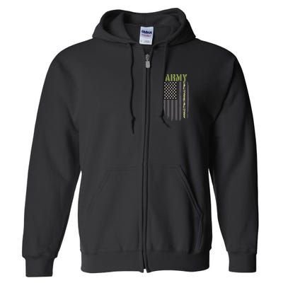 Army Veteran Thin Camo Line Flag Full Zip Hoodie