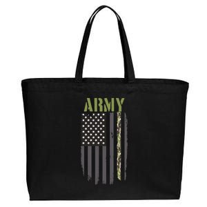 Army Veteran Thin Camo Line Flag Cotton Canvas Jumbo Tote