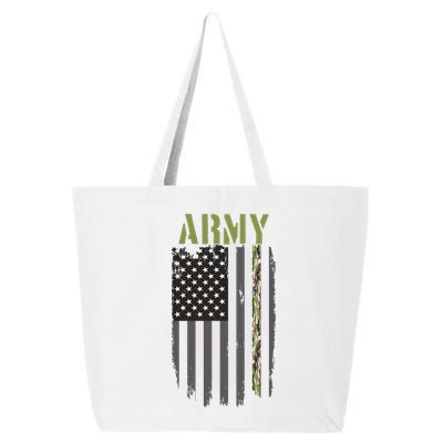 Army Veteran Thin Camo Line Flag 25L Jumbo Tote