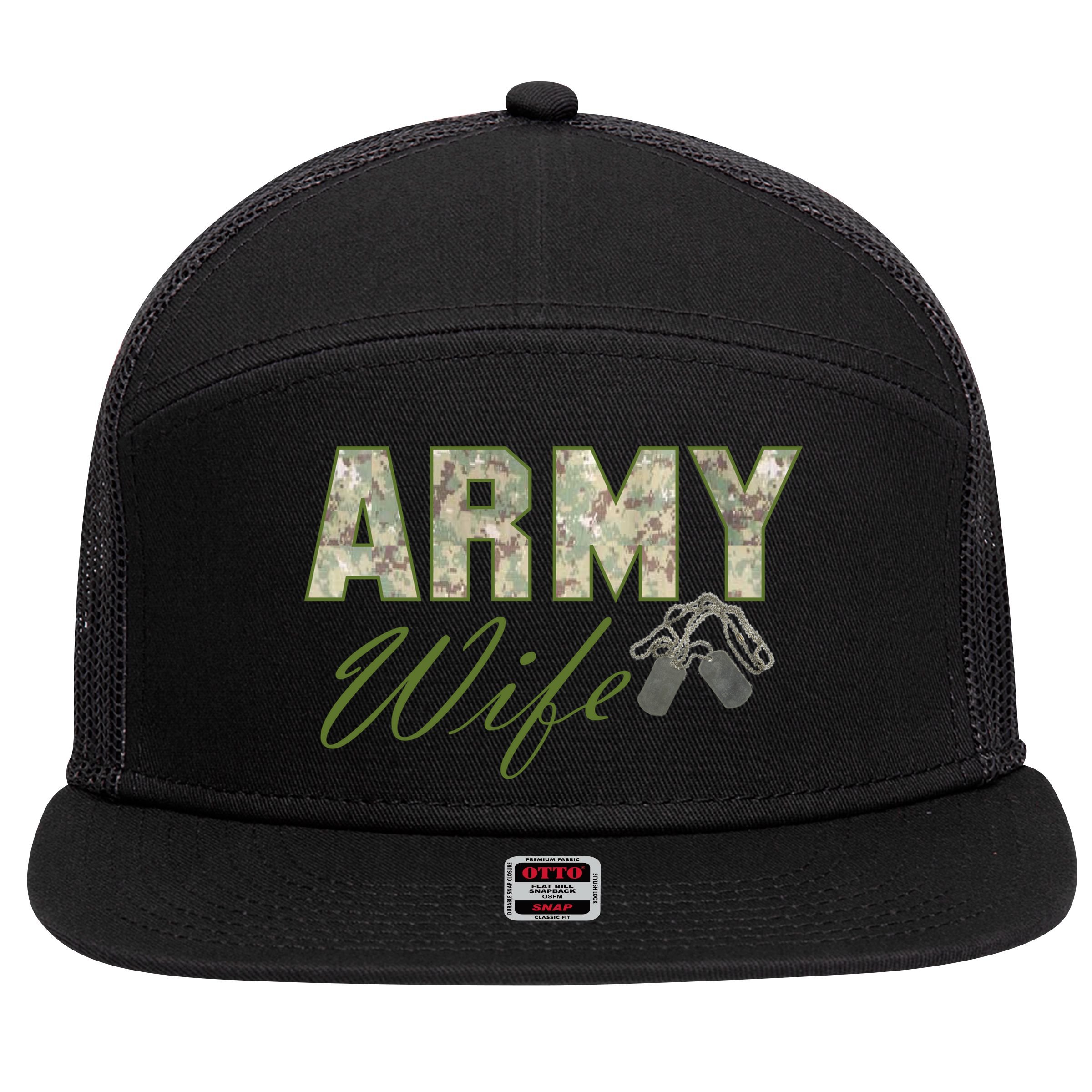 Army Wife 7 Panel Mesh Trucker Snapback Hat