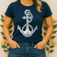Anchor Rope Nautical Sailing Sail Sea Womens T-Shirt