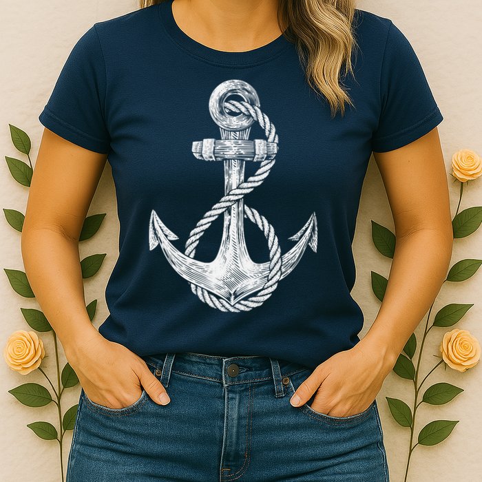 Anchor Rope Nautical Sailing Sail Sea Womens T-Shirt