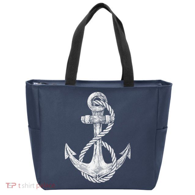 Anchor Rope Nautical Sailing Sail Sea Zip Tote Bag