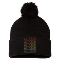 Alanis Retro Names Vintage Style Pom Pom 12in Knit Beanie