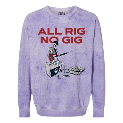 All Rig No Gig Skeleton Play Electric Guitar Music Rock Colorblast Crewneck Sweatshirt