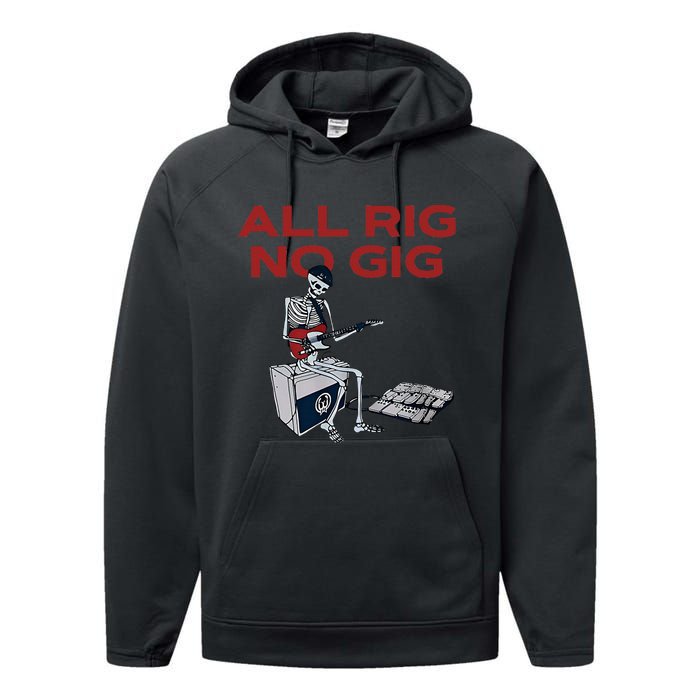 All Rig No Gig Skeleton Play Electric Guitar Music Rock Performance Fleece Hoodie