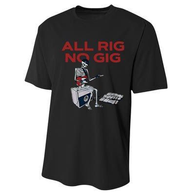 All Rig No Gig Skeleton Play Electric Guitar Music Rock Performance Sprint T-Shirt