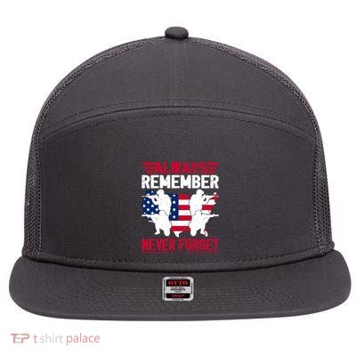 Always Remember, Never Forget Memorial Day Gift 7 Panel Mesh Trucker Snapback Hat