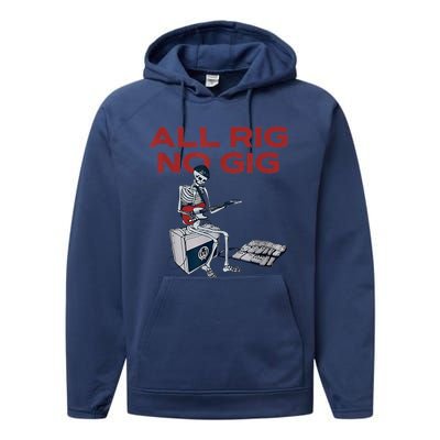 All Rig No Gig Skeleton Play Electric Guitar Music Rock Performance Fleece Hoodie