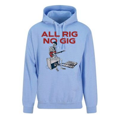 All Rig No Gig Skeleton Play Electric Guitar Music Rock Unisex Surf Hoodie