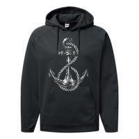 Anchor Rope Nautical Sailing Sail Sea Performance Fleece Hoodie