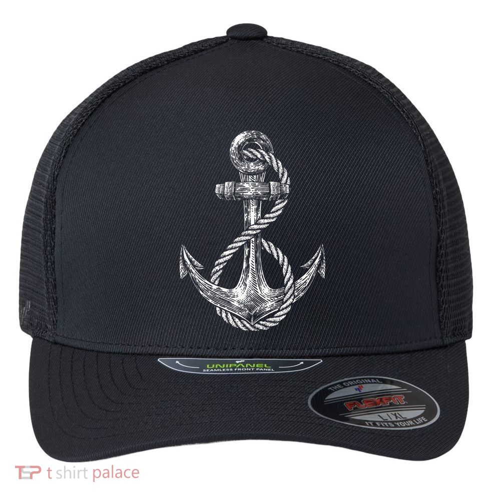 Anchor Rope Nautical Sailing Sail Sea Flexfit Unipanel Trucker Cap