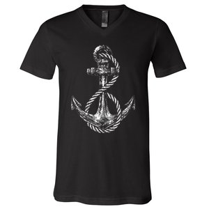 Anchor Rope Nautical Sailing Sail Sea V-Neck T-Shirt