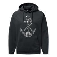 Anchor Rope Nautical Sailing Sail Sea Performance Fleece Hoodie