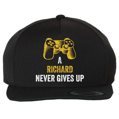 A Richard Never Gives Up Cool Gift Gaming Name Gamer Gift Wool Snapback Cap