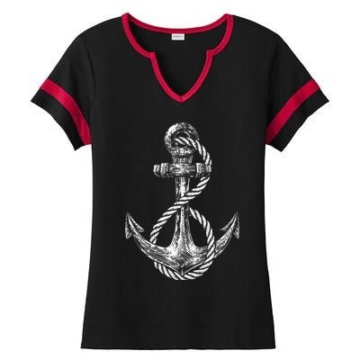 Anchor Rope Nautical Sailing Sail Sea Ladies Halftime Notch Neck Tee