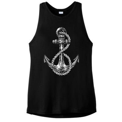 Anchor Rope Nautical Sailing Sail Sea Ladies PosiCharge Tri-Blend Wicking Tank