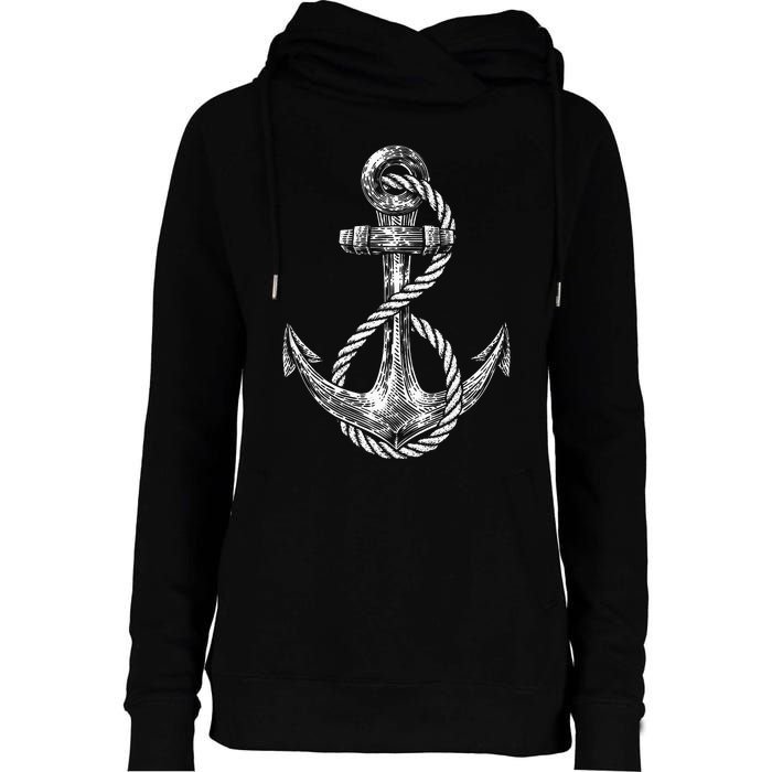 Anchor Rope Nautical Sailing Sail Sea Womens Funnel Neck Pullover Hood