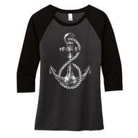 Anchor Rope Nautical Sailing Sail Sea Women's Tri-Blend 3/4-Sleeve Raglan Shirt