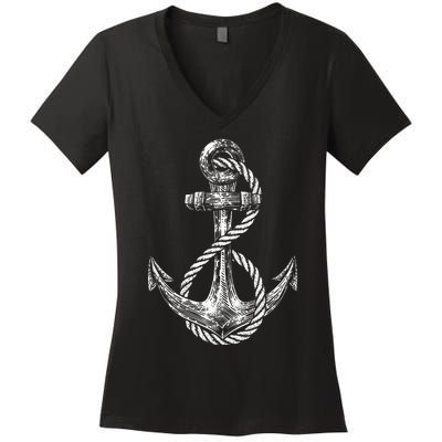 Anchor Rope Nautical Sailing Sail Sea Women's V-Neck T-Shirt