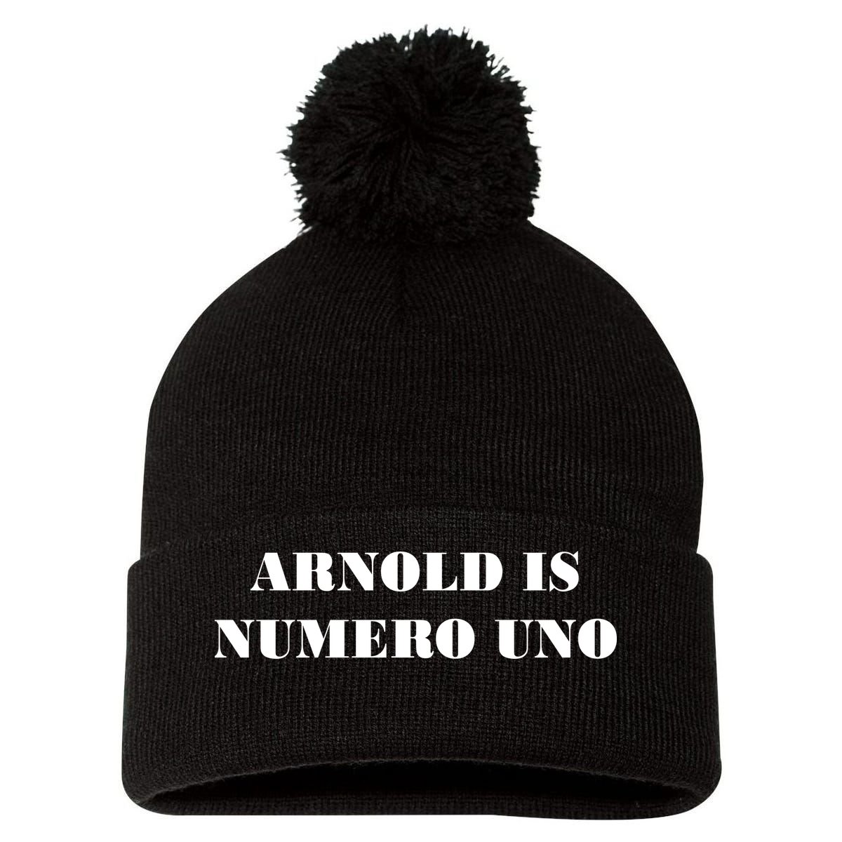 Arnold Is Numero Uno Pom Pom 12in Knit Beanie