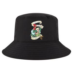 Alanadale Rooster Oodelally Golly What A Day Tattoo Watercolor Painting Rob Cool Comfort Performance Bucket Hat