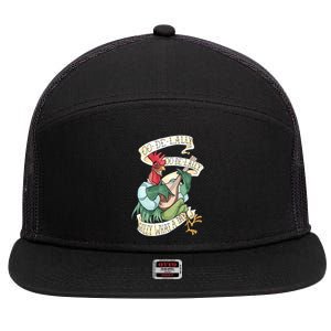 Alanadale Rooster Oodelally Golly What A Day Tattoo Watercolor Painting Rob 7 Panel Mesh Trucker Snapback Hat