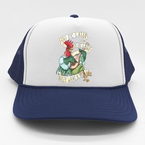 Alanadale Rooster Oodelally Golly What A Day Tattoo Watercolor Painting Rob Trucker Hat