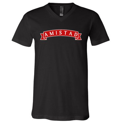 Amistad Red On White House Of Friendship Teachers Students V-Neck T-Shirt