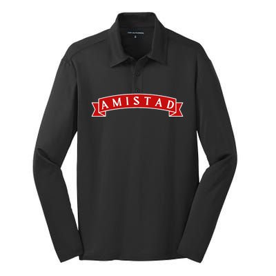 Amistad Red On White House Of Friendship Teachers Students Silk Touch Performance Long Sleeve Polo