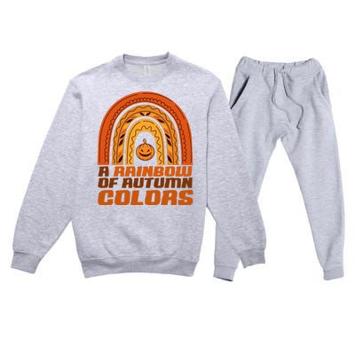 A Rainbow Of Autumn Colors Halloween Pumpkin Premium Crewneck Sweatsuit Set