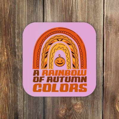 A Rainbow Of Autumn Colors Halloween Pumpkin Coaster