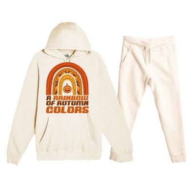 A Rainbow Of Autumn Colors Halloween Pumpkin Premium Hooded Sweatsuit Set