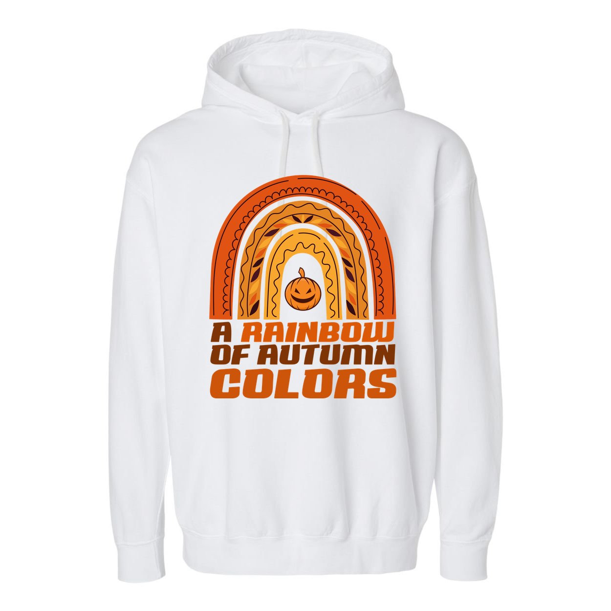 A Rainbow Of Autumn Colors Halloween Pumpkin Garment-Dyed Fleece Hoodie