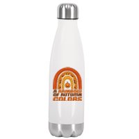 A Rainbow Of Autumn Colors Halloween Pumpkin Stainless Steel Insulated Water Bottle